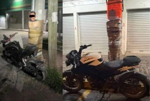 Batman lộ diện tại Mexico: Dùng băng keo trói sống hàng loạt tên trộm xe máy vào cột đèn khiến cảnh sát đau đầu