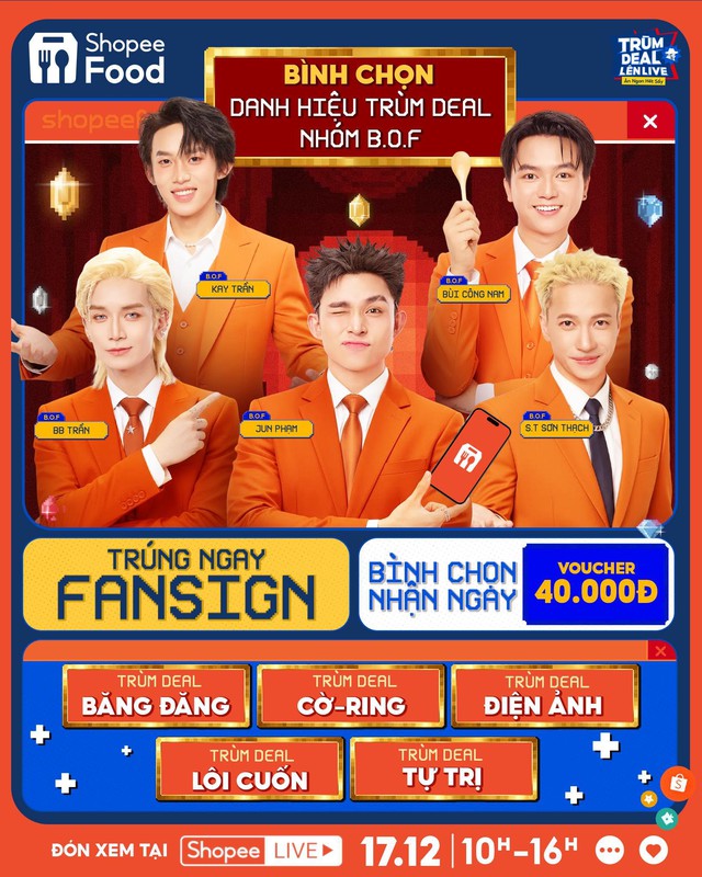 Bùng nổ cuộc chiến Trùm Deal ShopeeFood: 5 anh tài B.O.F so găng, cộng đồng fan dậy sóng- Ảnh 2.