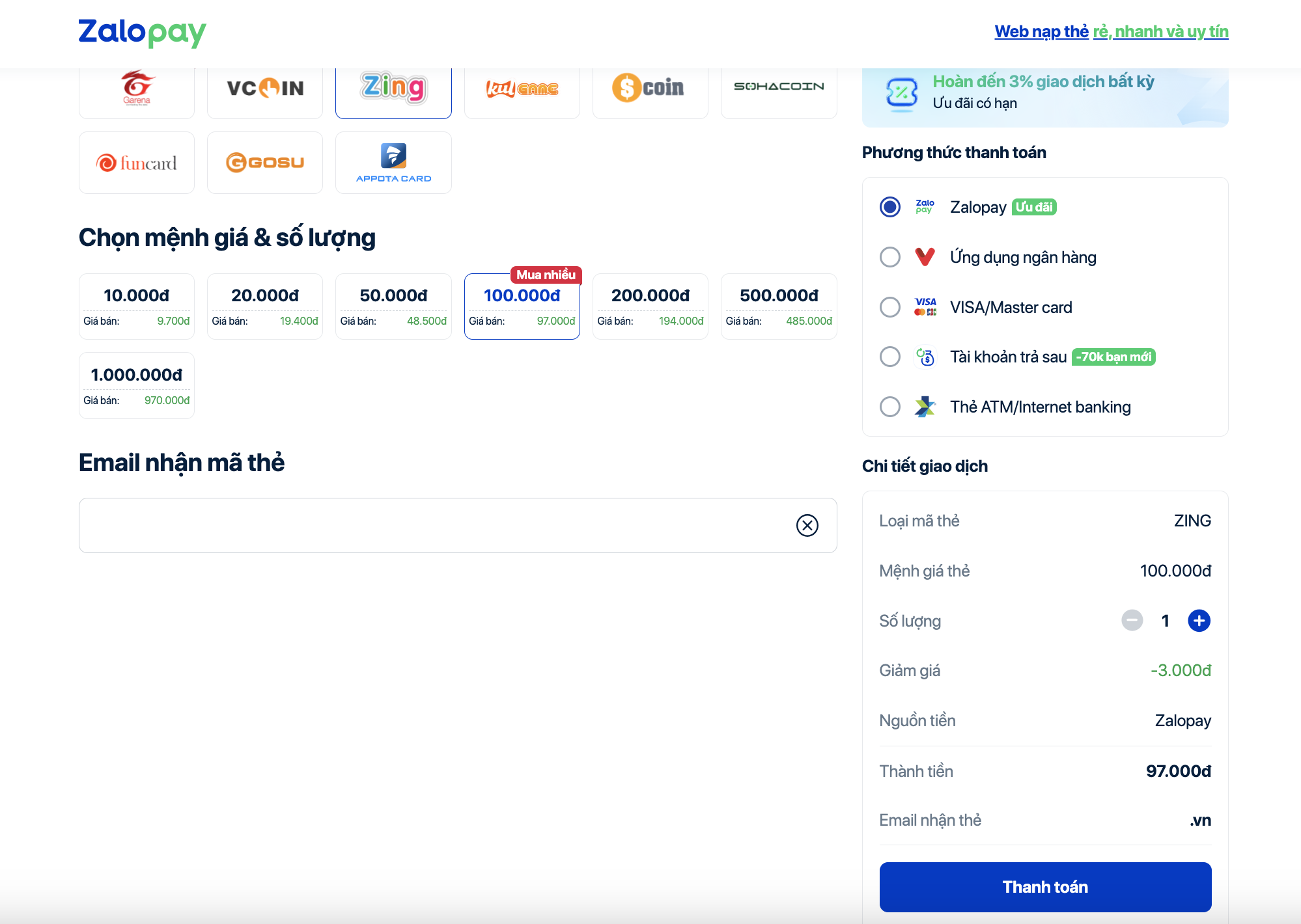 Giải pháp mua thẻ game online uy tín, tiện lợi cho game thủ hiện đại từ Zalopay - Ảnh 2. Giải pháp mua thẻ game online uy tín, tiện lợi cho game thủ hiện đại từ Zalopay - Ảnh 2.