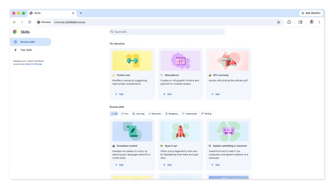 Google thêm Skills vào Chrome: Lưu câu lệnh Gemini, nhấn một nút dùng lại - Ảnh 4.