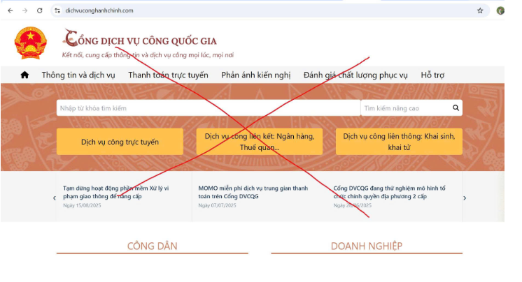 Cảnh báo website giả mạo Cổng Dịch vụ công Quốc gia để lừa đảo chiếm đoạt tài sản - Ảnh 1.